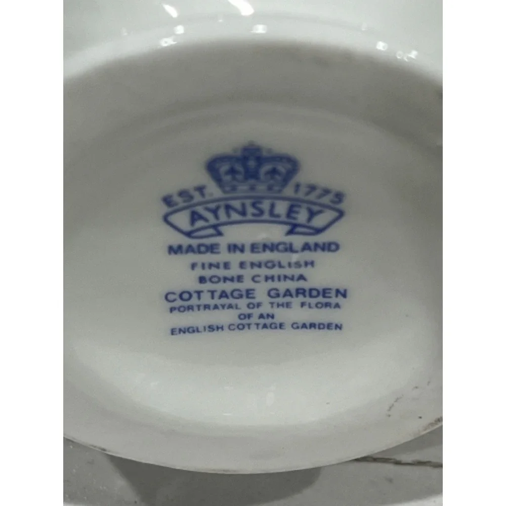 Aynsley Cottage Garden Fine Bone China Vase,‎ Creamer, Sugar, Dish Set